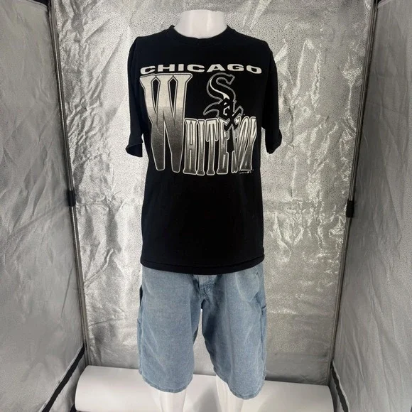 Vintage 1991 Chicago White Sox T Shirt Artex Single Stitch Black Mens Large MLB - Picture 2 of 8